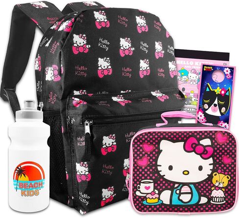 Hello Kitty Travel Backpack and Lunch Box Set - 16" Hello Kitty Backpack, Hello Kitty Lunch Bag, Water Bottle, Stickers & More | Hello Kitty School Backpack in Saudi Arabia