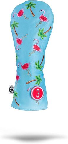 Pins & Aces LE Tropical Lawn Flamingo Head Cover - Premium, Hand-Made Leather Headcover - Funny, Tour Quality Golf Club Cover - Style and Customize Your Golf Bag in Saudi Arabia