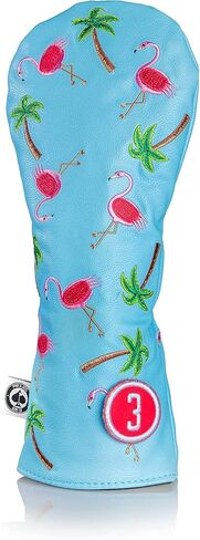 Pins & Aces LE Tropical Lawn Flamingo Head Cover - Premium, Hand-Made Leather Headcover - Funny, Tour Quality Golf Club Cover - Style and Customize Your Golf Bag in Saudi Arabia