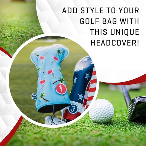 Pins & Aces LE Tropical Lawn Flamingo Head Cover - Premium, Hand-Made Leather Headcover - Funny, Tour Quality Golf Club Cover - Style and Customize Your Golf Bag in Saudi Arabia