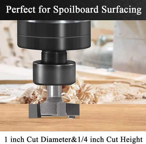 CNC Spoilboard Surface Router Bit، 1/4 بوصة عرقوب بلاطة تسطيح راوتر بت كربيد يميل السطح التخطيط السفلي تنظيف القاطع 1 بوصة قطر المسوي بت النجارة أداة التوجيه بواسطة CHoiKWong in Kuwait