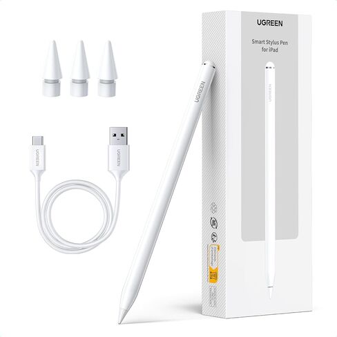 قلم شاشة UGREEN متوافق مع قلم iPad الدقيق والسلس يتضمن 3 رؤوس بديلة متوافقة مع iPad 6/7/8/9/10، iPad Pro 11 بوصة 12.9 بوصة، iPad Air 3/4/5، iPad Mini 5/6 Gen in Saudi Arabia