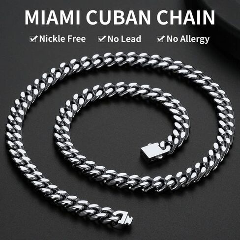 ChainsHouse 9mm 20" Cuban Chain Necklace Men Bracelet 19cm in Saudi Arabia