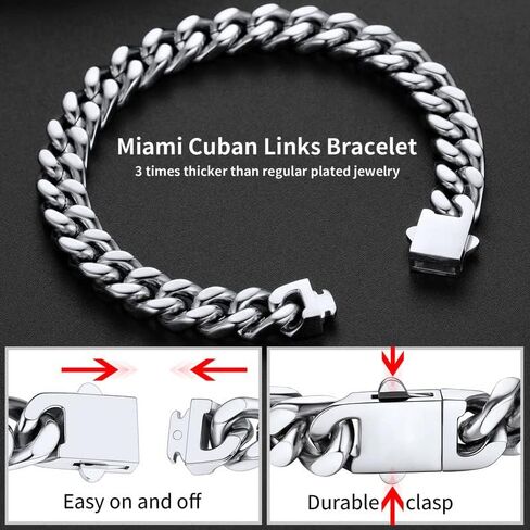 ChainsHouse 9mm 20" Cuban Chain Necklace Men Bracelet 19cm in Saudi Arabia