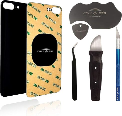 Cell4less Back Glass Compatible with The iPhone 8 Plus W/Full Body Adhesive, Removal Tool, and Wide Camera Hole for Quicker Installation NO Logo (Space Gray) in Saudi Arabia