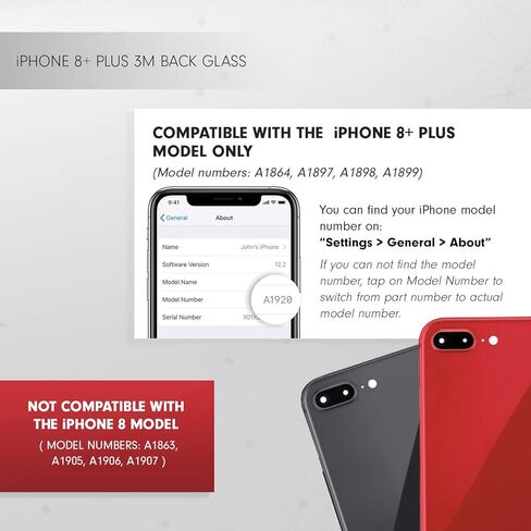 زجاج خلفي Cell4less متوافق مع iPhone 8 Plus مع لاصق لكامل الجسم، وأداة إزالة، وفتحة كاميرا واسعة للتثبيت السريع بدون شعار (رمادي فلكي) in Kuwait