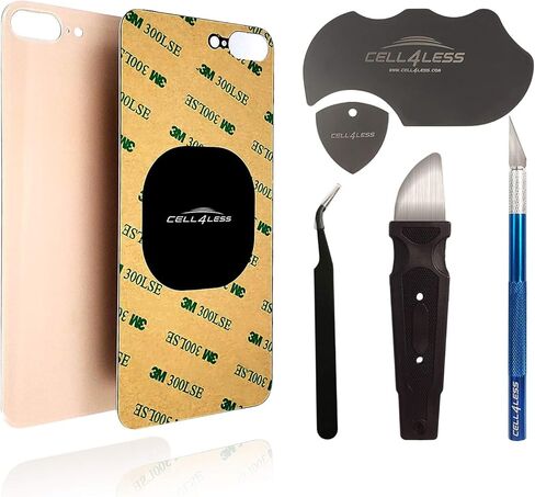 زجاج خلفي Cell4less متوافق مع iPhone 8 Plus مع لاصق لكامل الجسم، وأداة إزالة، وفتحة كاميرا واسعة للتثبيت السريع بدون شعار (رمادي فلكي) in Kuwait