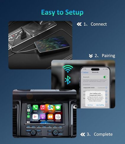 محول CarPlay اللاسلكي وAndroid Auto مع Airplay، دونجل سيارة لاسلكي 3 في 1 يحول سلكيًا إلى لاسلكي لسيارات CarPlay السلكية/Android Auto Cars من عام 2016، التوصيل والتشغيل in Kuwait