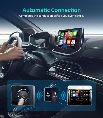 محول CarPlay اللاسلكي وAndroid Auto مع Airplay، دونجل سيارة لاسلكي 3 في 1 يحول سلكيًا إلى لاسلكي لسيارات CarPlay السلكية/Android Auto Cars من عام 2016، التوصيل والتشغيل in Kuwait