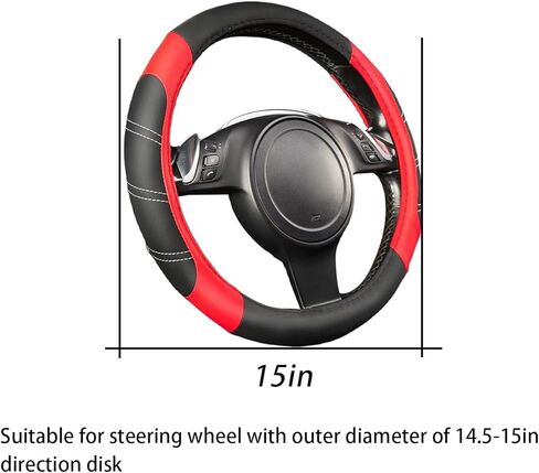 Car Steering Wheel Cover, Universal 15 Inch, Elastic Microfiber Leather Sporty Auto Steering Wheel Protector, Non Slip & Breathable, Car Interior Accessories for SUV, Truck, Sedan in Saudi Arabia
