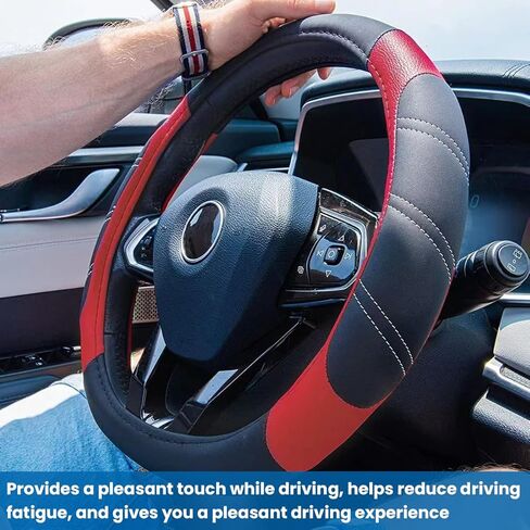 Car Steering Wheel Cover, Universal 15 Inch, Elastic Microfiber Leather Sporty Auto Steering Wheel Protector, Non Slip & Breathable, Car Interior Accessories for SUV, Truck, Sedan in Saudi Arabia