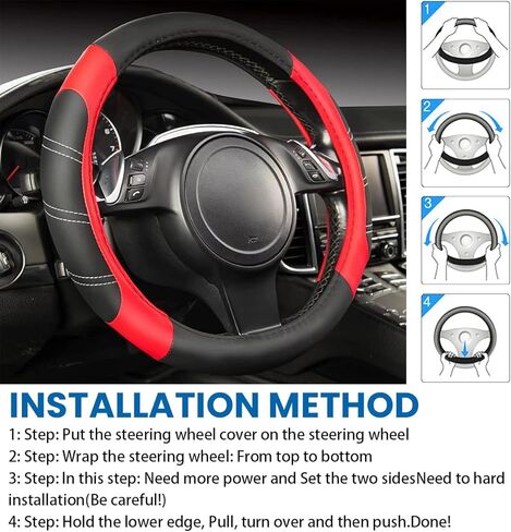 Car Steering Wheel Cover, Universal 15 Inch, Elastic Microfiber Leather Sporty Auto Steering Wheel Protector, Non Slip & Breathable, Car Interior Accessories for SUV, Truck, Sedan in Saudi Arabia