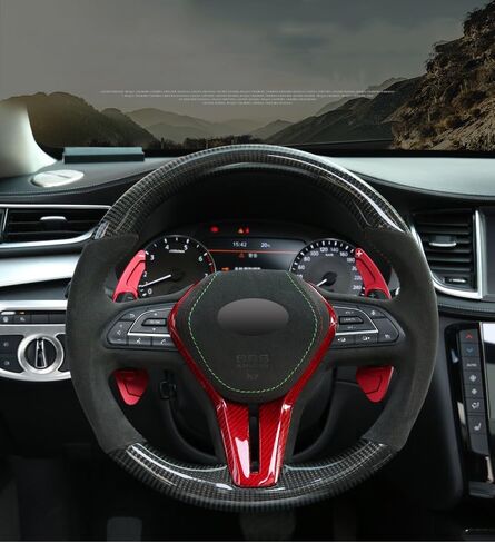 SANRILY Red Aluminum Steering Wheel Shifter Paddle Covers Fit for Infiniti Q50 QX50 Q60 Coupe 2019 and For Nissan Skyline GT Rogue 2021 2022 Paddle Shifter Extension Accessories in Saudi Arabia