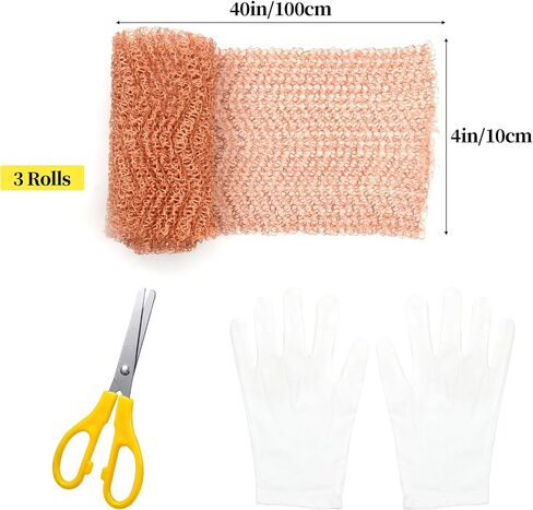 Copper Mesh,Pure Copper Wire Mesh, Hole and Gap Filler, Sturdy and Durable, Suitable for Gardens and Houses, Size 3.8" x 40"（1 Roll) in Saudi Arabia