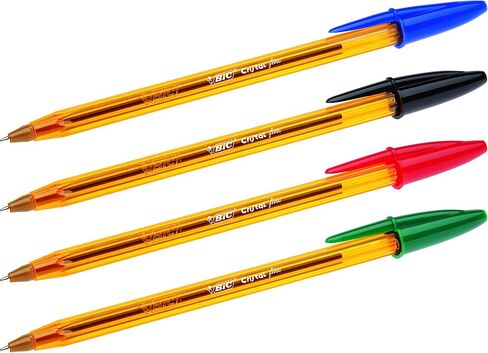 BIC Cristal Original Fine Ball Pens Fine Point (0.8 mm) - Assorted Colours, Pouch of 10 in Saudi Arabia