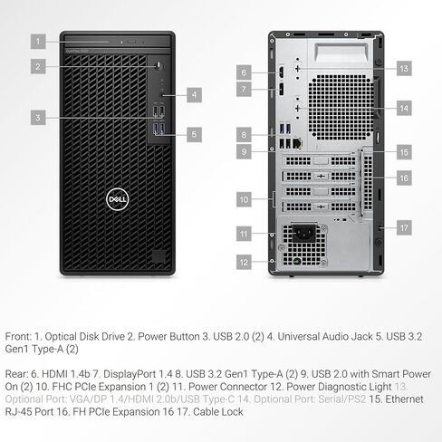 Dell Optiplex 3000 Tower Desktop | 12th Gen Intel Core i5-12500 Processor | Windows 11 Pro | HDMI+Display Port Support 4K | WiFi | Bluetooth | DVD-RW (32GB RAM | 512GB SSD + 1TB HDD) in Saudi Arabia