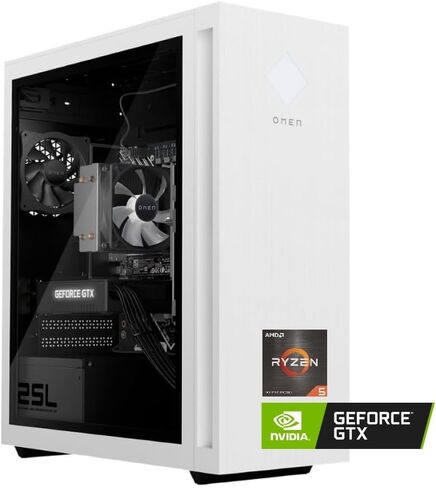 كمبيوتر مكتبي للألعاب HP OMEN 25L | ايه ام دي رايزن 5 5600 جيجا حتى 4.4 جيجا هرتز | جي فورس جي تي اكس 1660 سوبر | منفذ العرض | مبرد وحدة المعالجة المركزية بإضاءة بيضاء | نظام التشغيل Windows 11 (ذاكرة وصول عشوائي سعة 32 جيجابايت | محرك أقراص SSD سعة 2 تير in Kuwait