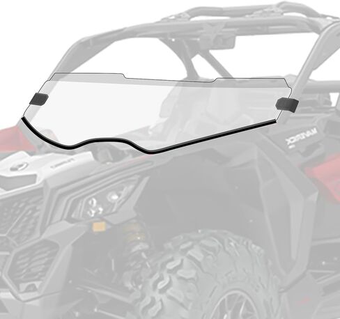 نصف زجاج أمامي X3 لسيارة Can Am Maverick X3، زجاج أمامي عالي التحمل ومقاوم للخدش متوافق مع Maverick X3900/ Turbo/ XDS Turbo R/ XRC Turbo 2017+، شفاف in Kuwait