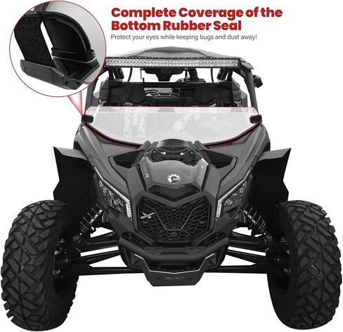 نصف زجاج أمامي X3 لسيارة Can Am Maverick X3، زجاج أمامي عالي التحمل ومقاوم للخدش متوافق مع Maverick X3900/ Turbo/ XDS Turbo R/ XRC Turbo 2017+، شفاف in Kuwait