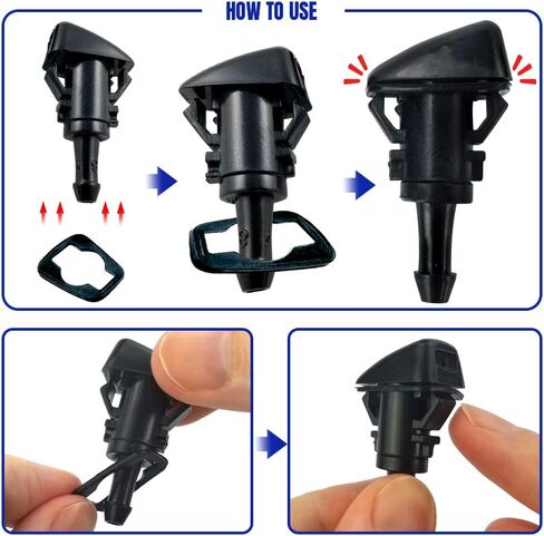 1055-232314C (اثنان) فوهات غسيل الزجاج الأمامي - متوافقة مع كرايسلر ودودج وجيب ورام - تحل محل OEM #: 5303833AA in Kuwait