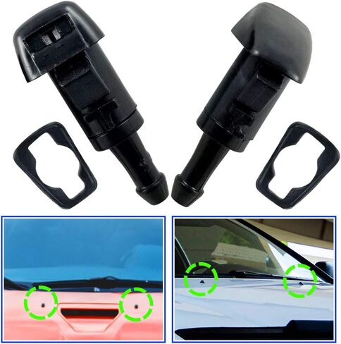 1055-232314C (اثنان) فوهات غسيل الزجاج الأمامي - متوافقة مع كرايسلر ودودج وجيب ورام - تحل محل OEM #: 5303833AA in Kuwait