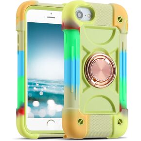 MARKILL متوافق مع iPhone Se3/iPhone Se2، وiPhone 6/6S، وiPhone 7/iPhone8، مقاس 4.7 بوصة مع حامل حلقي، غطاء هاتف عالي التحمل مقاوم للصدمات من الدرجة العسكرية للأطفال البنات. (قوس قزح الوردي)
