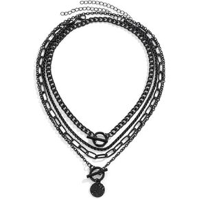 4pcs Layered Gold Necklaces Stack for Women Layered Chunky Gold Necklaces Herringbone Paperclip Chain Necklace Retro Coin Peach Heart Star Pendant Dainty Cuban Chain Toggle Clasp Jewelry Gifts for Women in Kuwait