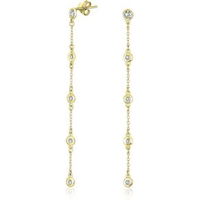 Bling Jewelry Minimalist Long CZ By The Yard Tin Cup Chain Necklace For Women 14K Gold Plated .925 Sterling Silver 16 18 20 24 36 Inch