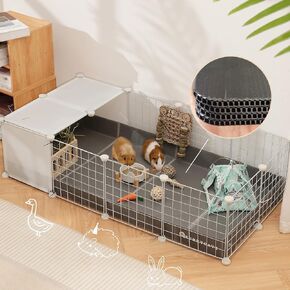 Guinea Pig Cages with Corrugated Plastic Liner 14pcs CNC Small Animal Playpen Large Critter Cage Hedgehog Quail Rabbit Pet Habitat Indoor Hutch 48x24x12inch