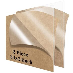Acrylic Sheet 24 x 24 Lesnlok 2 Pieces Clear Plexiglass Sheets 1/8 inch Thick 3mm, for Sign,Craft, Photo Frame, DIY Display Projects…