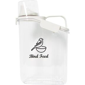 Bird Seed Storage Container,Airtight Bird Food Storage Container with Lid and Measuring Cup,Plastic Pet Food Container for Bird BPA Free Transparent Leakproof,2.8L