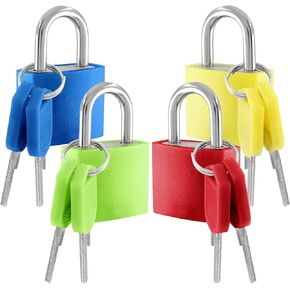 Litoexpe 4 Pcs Suitcase Locks with Keys, Small Luggage Locks Metal Padlocks Key Lock Set for School Gym(Dark Blue, Red, Green, Yellow; 1.3 inch x 0.91 inch)