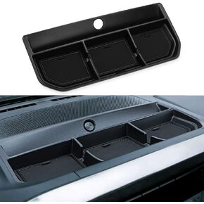 auovo Dashboard Organizer Tray for Ford F150 2021 2022 2023 Center Console Car Dashboard Accessories Phone Holder ABS Insert Secondary Storage Box with 3 Non Slip Rubber Mats (Black)