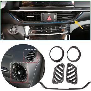 for Kia Forte 2019-2024 5PCS ABS carbon fiber Center Contro Airconditioning Vent Frame Dashboard Upper Wind Outlet Cover Trims Stickers Dashboard Left Right Air Vent Outlet Trim