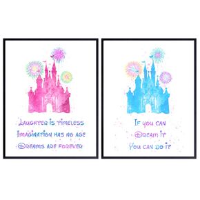 Inspirational Quotes Wall Decor Set - Castle World Motivational Wall Art Room Decoration Poster Prints for Kids, Boys, Girls Bedroom - Gift for Women and Fans 8x10 prints Unframed