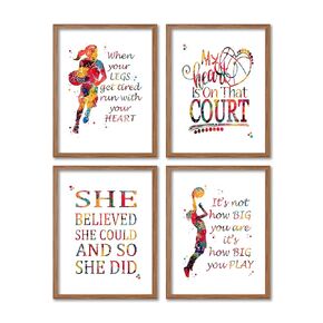 Basketball Player Girl Watercolor 8x10 Unframed Print Set Girl Female Woman Daughter Grand Daughter Sport Player Basketball Wnba Girl's Kid's Room Bedroom Nursery Playroom Home Wall Decor Poster Gift