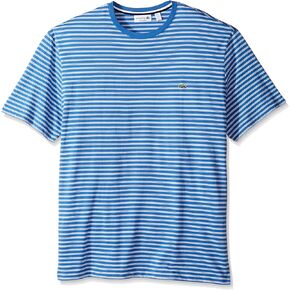 Lacoste Men's Crewneck Jersey Stripe T-Shirt, TH1889-51, Thermal Blue/White, Small