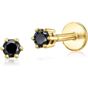 RS Pure by Ross-Simons 0.10 ct. t.w. Black Diamond Flat-Back Stud Earrings in 14kt Yellow Gold