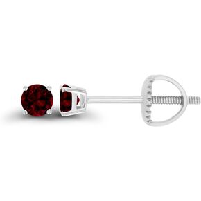 Solid 14K Gold 3mm Round Hypoallergenic Genuine Birthstone Solitaire Screwback Stud Earrings