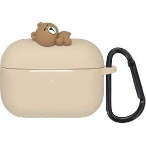 حافظة Wonhibo for Airpod Pro، غطاء Kawaii لطيف لجهاز Airpod Pro 2019 مع سلسلة مفاتيح للنساء (الدب الكاكي) in Kuwait