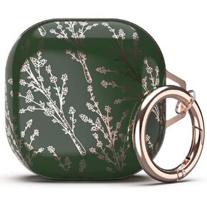 TATOFY Case for Galaxy Buds FE, Galaxy Buds 2 Pro, Galaxy Buds 2, Galaxy Buds Pro, Galaxy Buds Live, Golden Leaf Golden Flower Hard Case with Carabiner, Support Wireless Charging (Black & Golden) in Kuwait