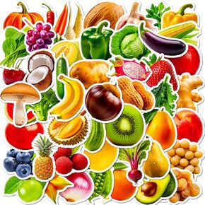 100 PCS Cute Kids Fruit Stickers and Decals, Vegetable Stickers for Kids Teens Adults, Fruit Party Favors Waterproof Vinyl Stickers for Water Bottle Laptop Luggage Guitar