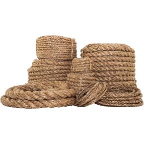 SGT KNOTS Twisted Manila Rope - Natural 3 Strand Fiber Hemp Rope for Indoor and Outdoor Use | Multipurpose Manila Rope for Crafts, DIY Projects, Home Decorating, Climbing | 1/2 in x 10 ft