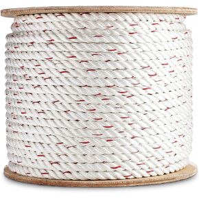 ATERET 3/8 inch by 600 feet Twisted Poly Dacron Rope I 3-Strand w/Polyolefin Core Rope I High Strength Polyester I Multipurpose Bull Rope for Marine, Commercial, Arborist & DIY Projects (3/8" x 600')
