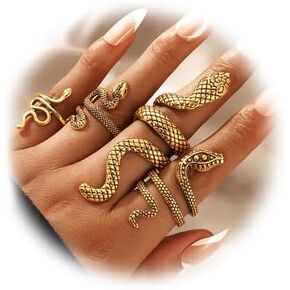 Vintage Snake Ring Set Punk Snake Open Stacking Rings Adjustable Simple Snake Stackable Midi Rings Gothic Knuckle Rings Halloween Jewelry