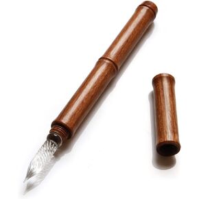 Number72 Handmade Glass Dip Pen - Crystal Spiral Tip Smooth Cylindrical Pen for Writing Drawing Signature Calligraphy Pen Wood Glass Pen (Black)
