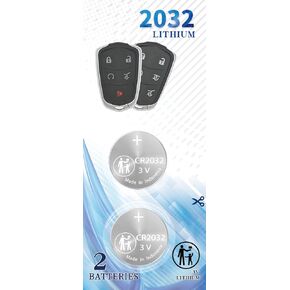 2Pack CR2032 Remote Key Fob Battery Compatible with Cadillac (2016-2021+) ATS, CT6, CTS, Escalade, SRX, XT4, XT5, XT6, XTS, Smart Key Case (FCC ID’s: HYQ2ES,HYQ2AB)