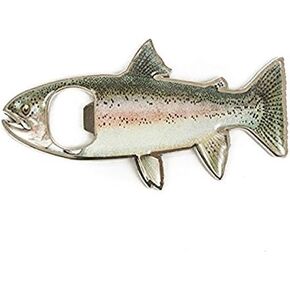 Bottle Opener Fridge Magnet Stainless Steel Rainbow Trout Fish Shape 2 in 1