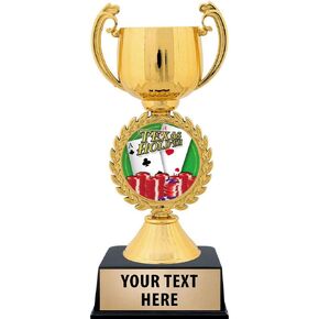 Crown Awards Personalized Poker Trophy, 7.25" Gold Cup Texas Hold Em Trophies with Free Custom Engraving Prime