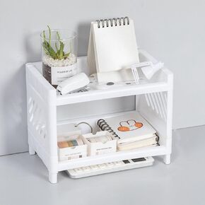 Desk Organizer Pen Holder for Desktop Storage,Tabletop Makeup Organizer,Desk Organization for School, Home, Office Supplies,Bathroom, Dresser (White)